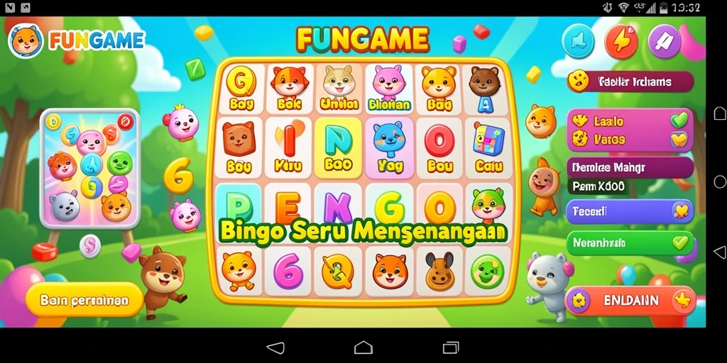 Screenshot utama FUNGAME menampilkan gameplay Bingo yang menarik.