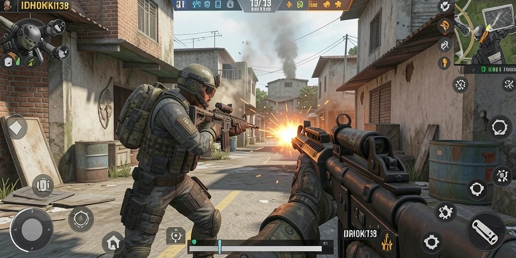 Screenshot utama IDRHOKI138 menampilkan aksi FPS yang mendebarkan.